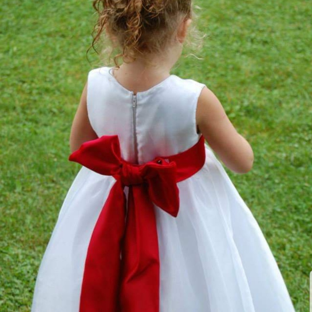 Beautiful custom made flower girl dress W11" x L27